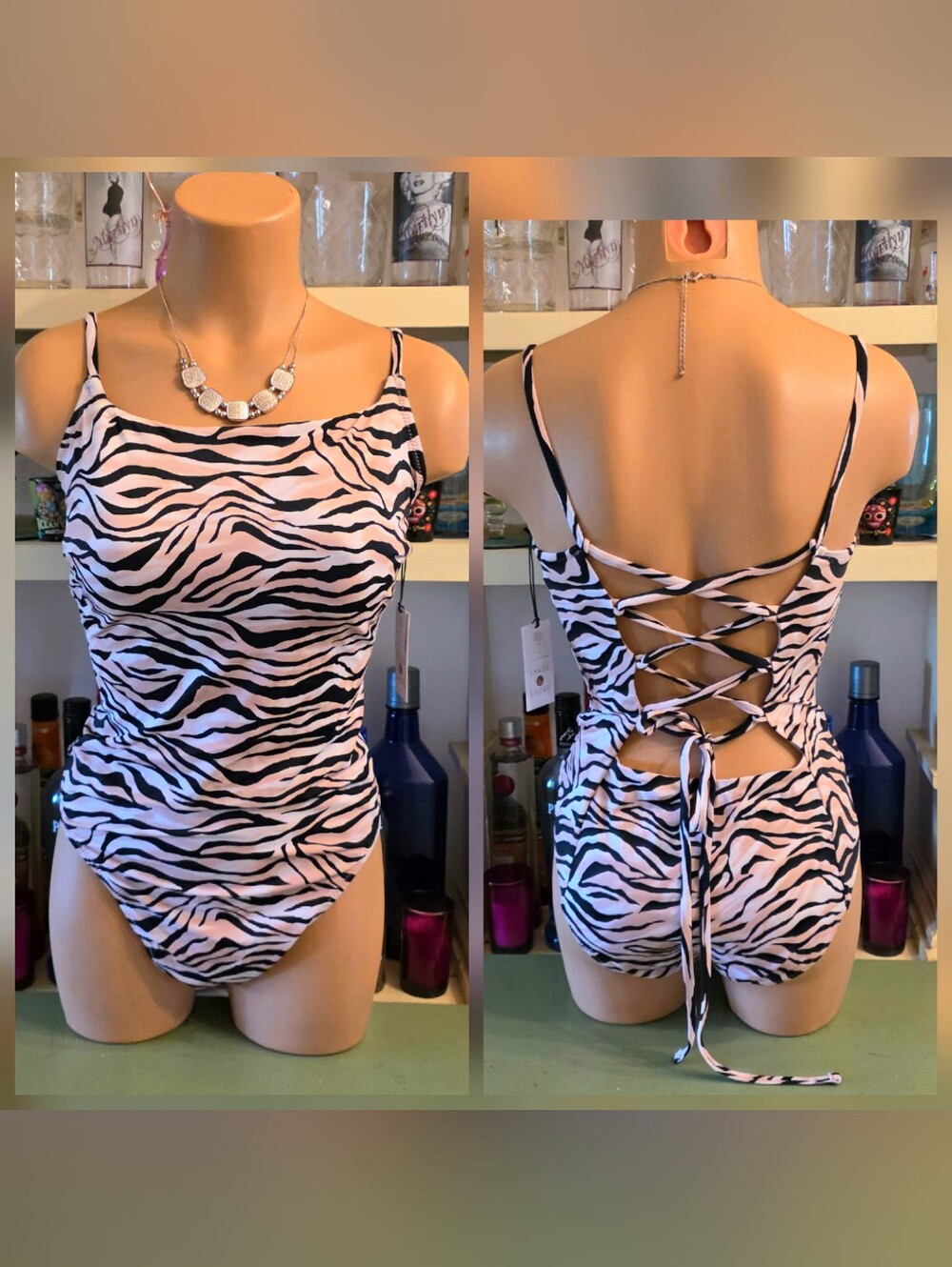 Shade And Shore 1 Pc Swimsuit L 12-14 Animal Super Sexy Lowest Coverage NWT